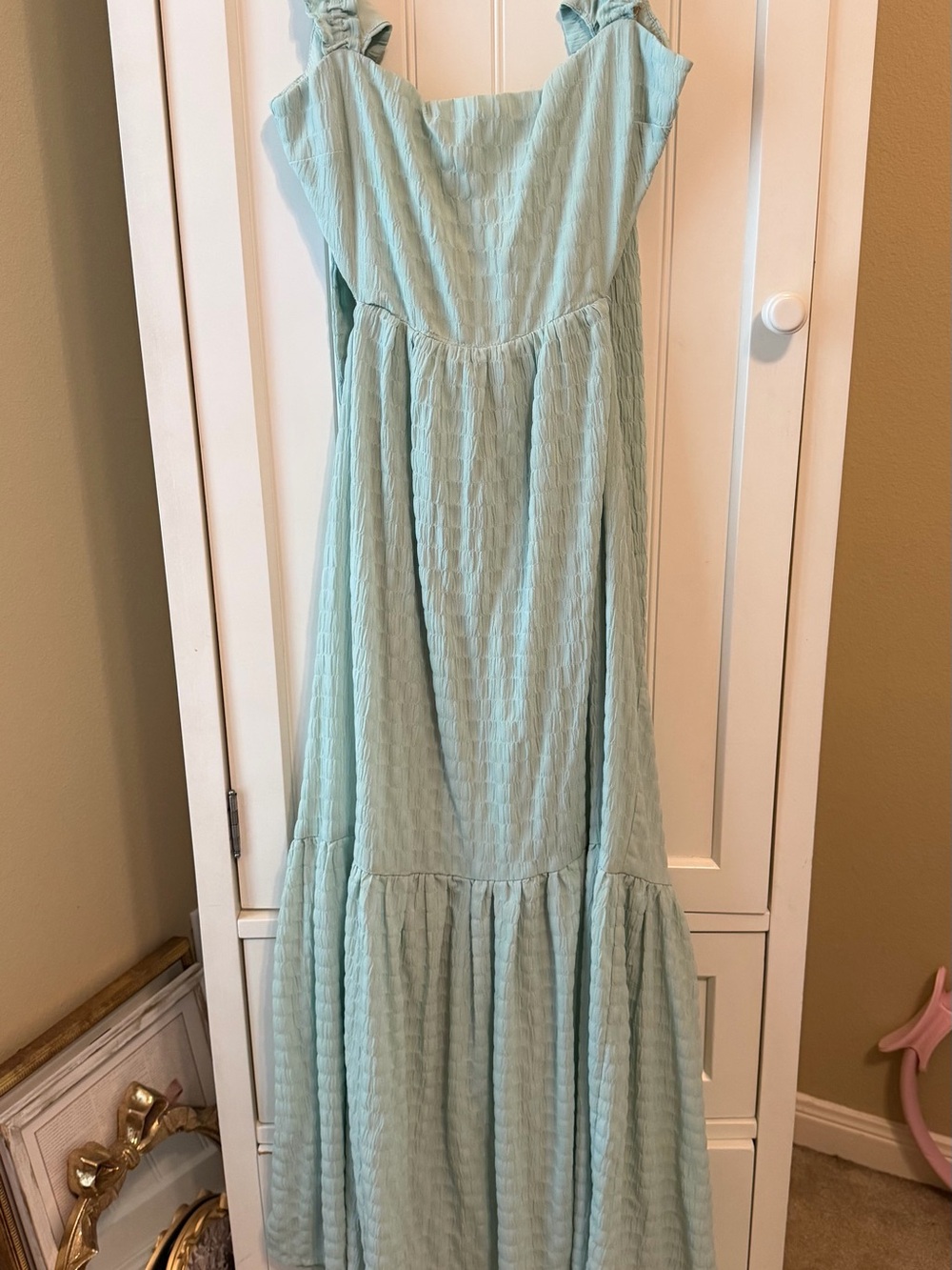 Altar'd State Mint Ruffle Strap Maxi Dress